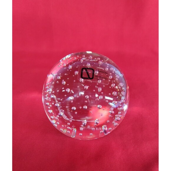 Air Bubble Murano Ball Paperweight Signed Round Clear Glass Sphere Globe Italy - Picture 2 of 10